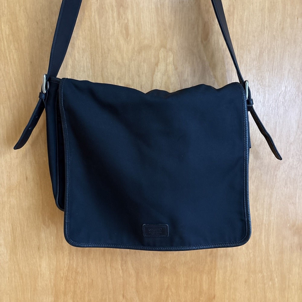 Coach Black Nylon Messenger Laptop Bag